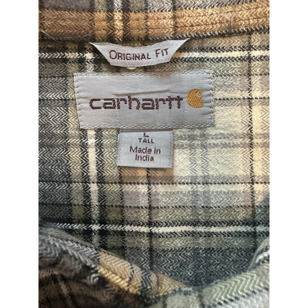 Carhartt Mens Original Fit Long Sleeve Heavy Flannel Shirt Size L Tall - Picture 3 of 7